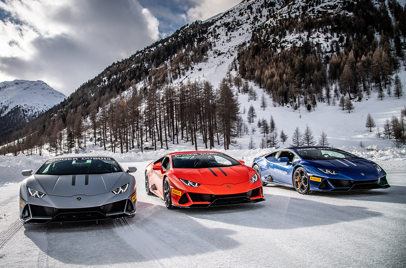 Lamborghinis Dance on the Snow at Accademia Neve in Livigno